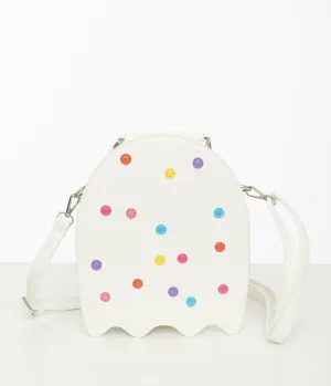 White Leatherette Circus Cookie Ghost Crossbody Bag Fun Outing