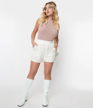 White Sequin Shorts Comfortable Travel Wear
