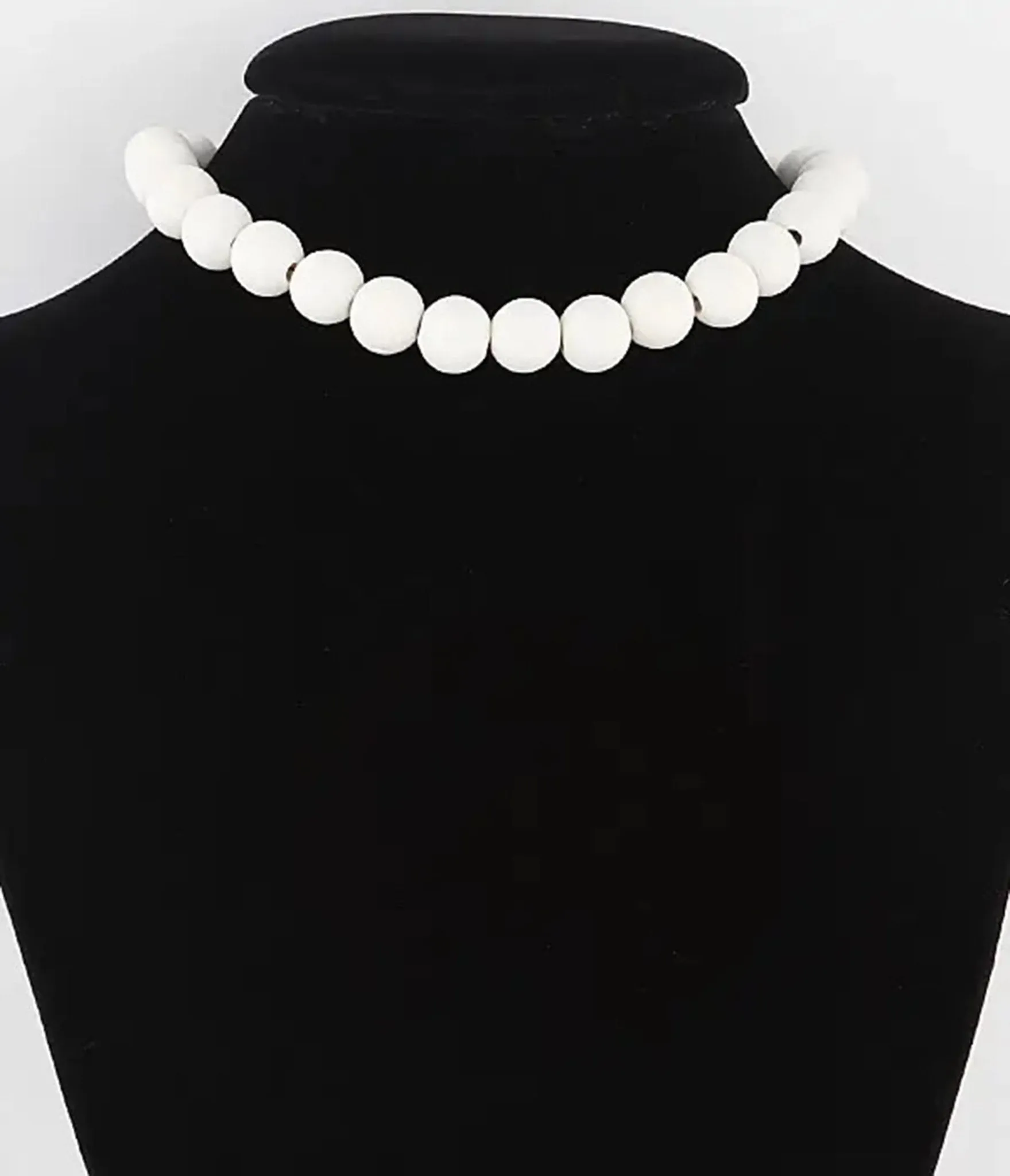 White Solid Beaded Choker Necklace Alternative Style