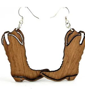 Wooden Cowboy Boot Earrings Everyday Chic