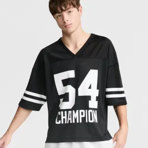Yearbook Mesh Football Tee, V-neck Urban Street Style