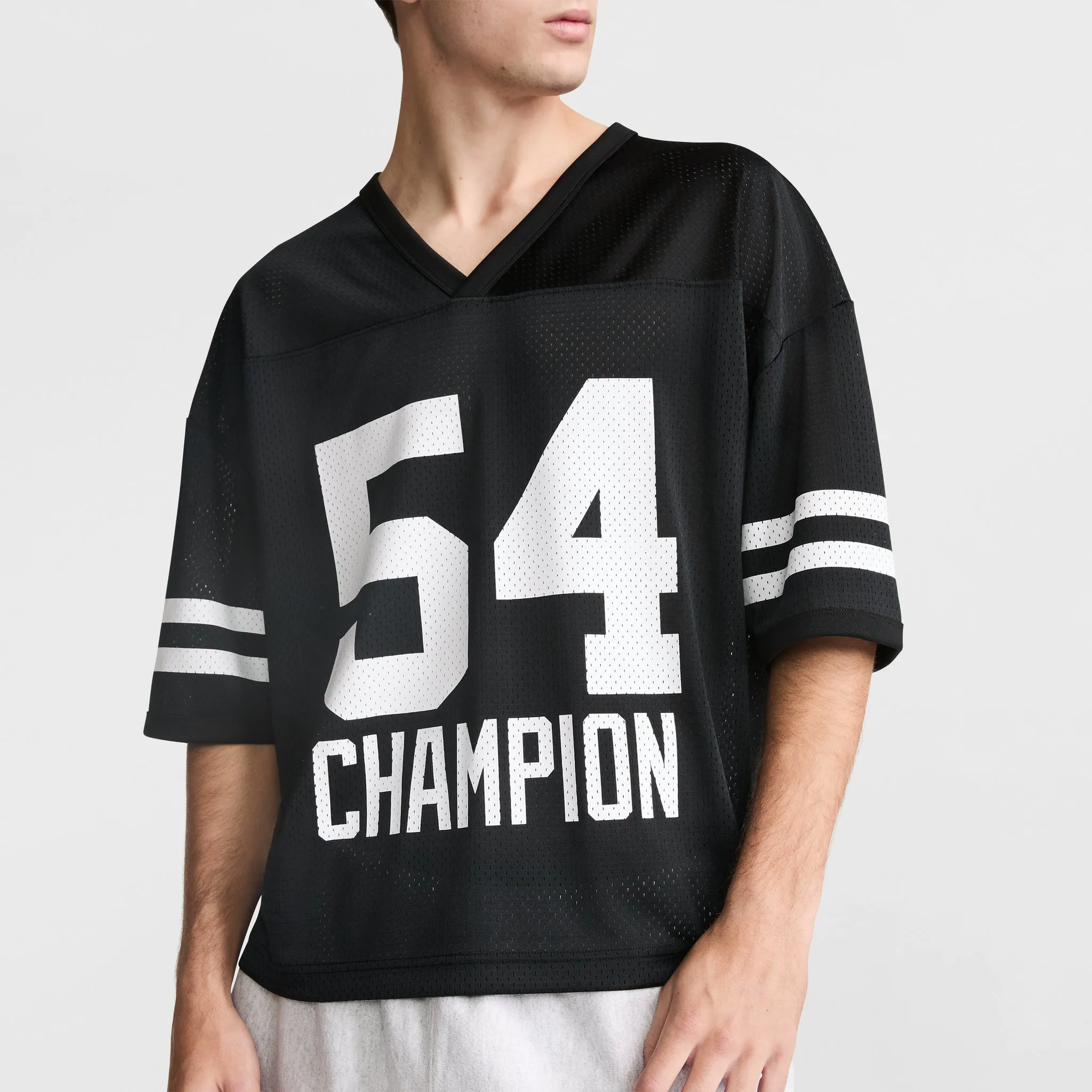 Yearbook Mesh Football Tee, V-neck Urban Street Style