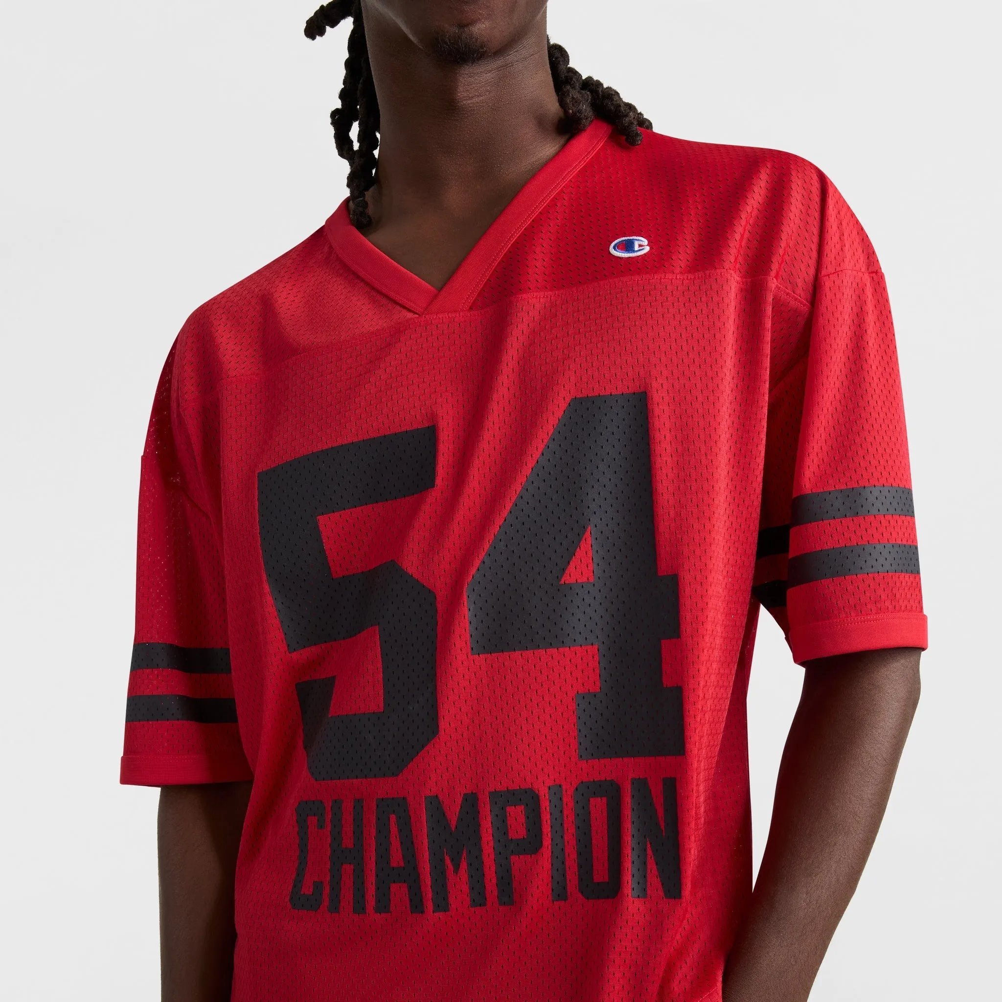 Yearbook Mesh Football Tee, V-neck Urban Street Style