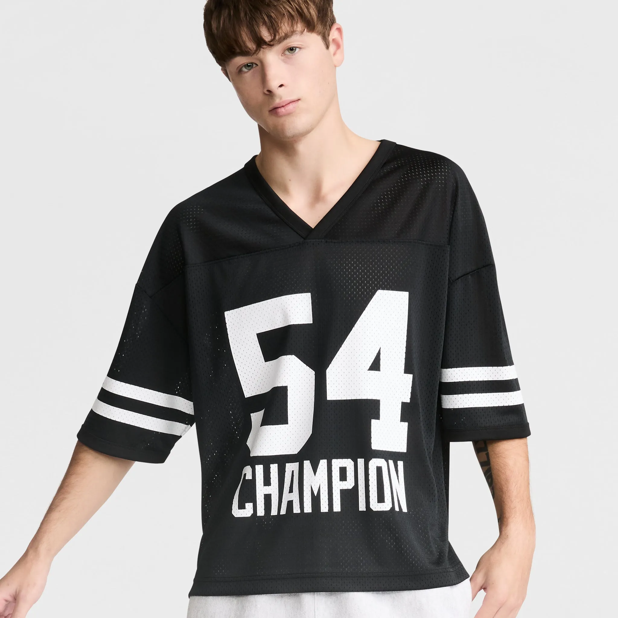 Yearbook Mesh Football Tee, V-neck Urban Street Style