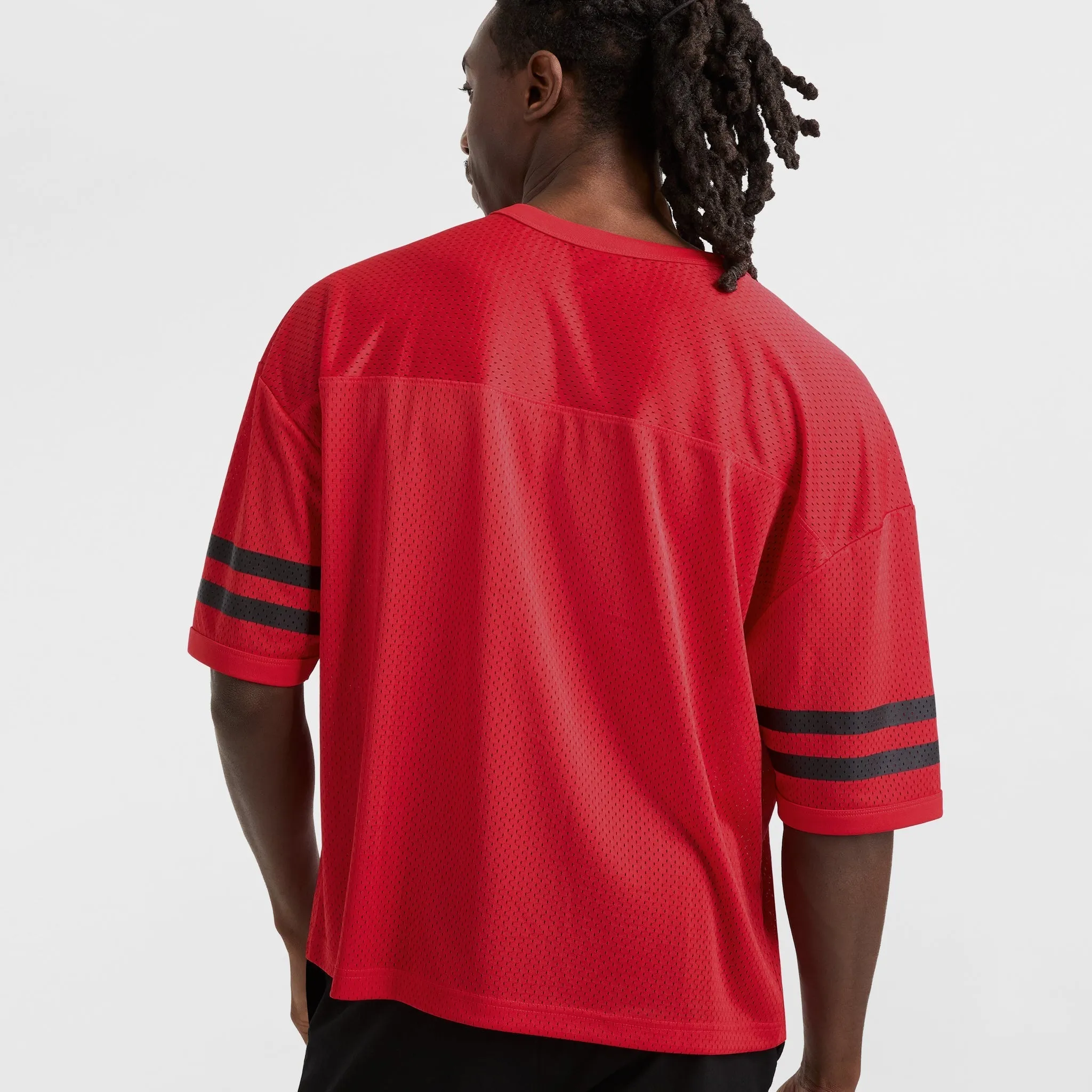 Yearbook Mesh Football Tee, V-neck Urban Street Style