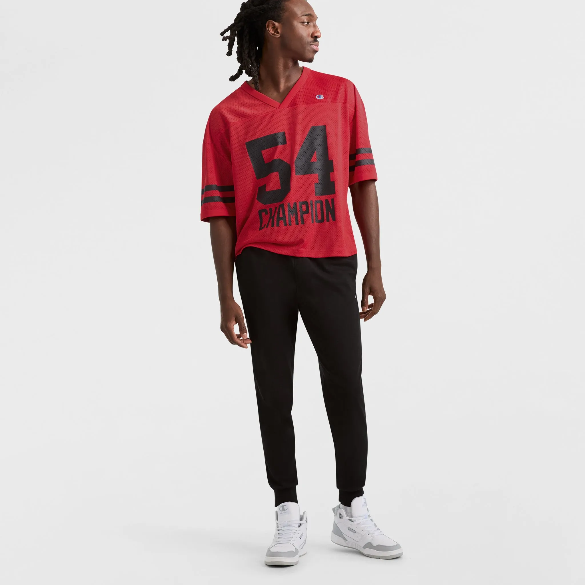 Yearbook Mesh Football Tee, V-neck Urban Street Style