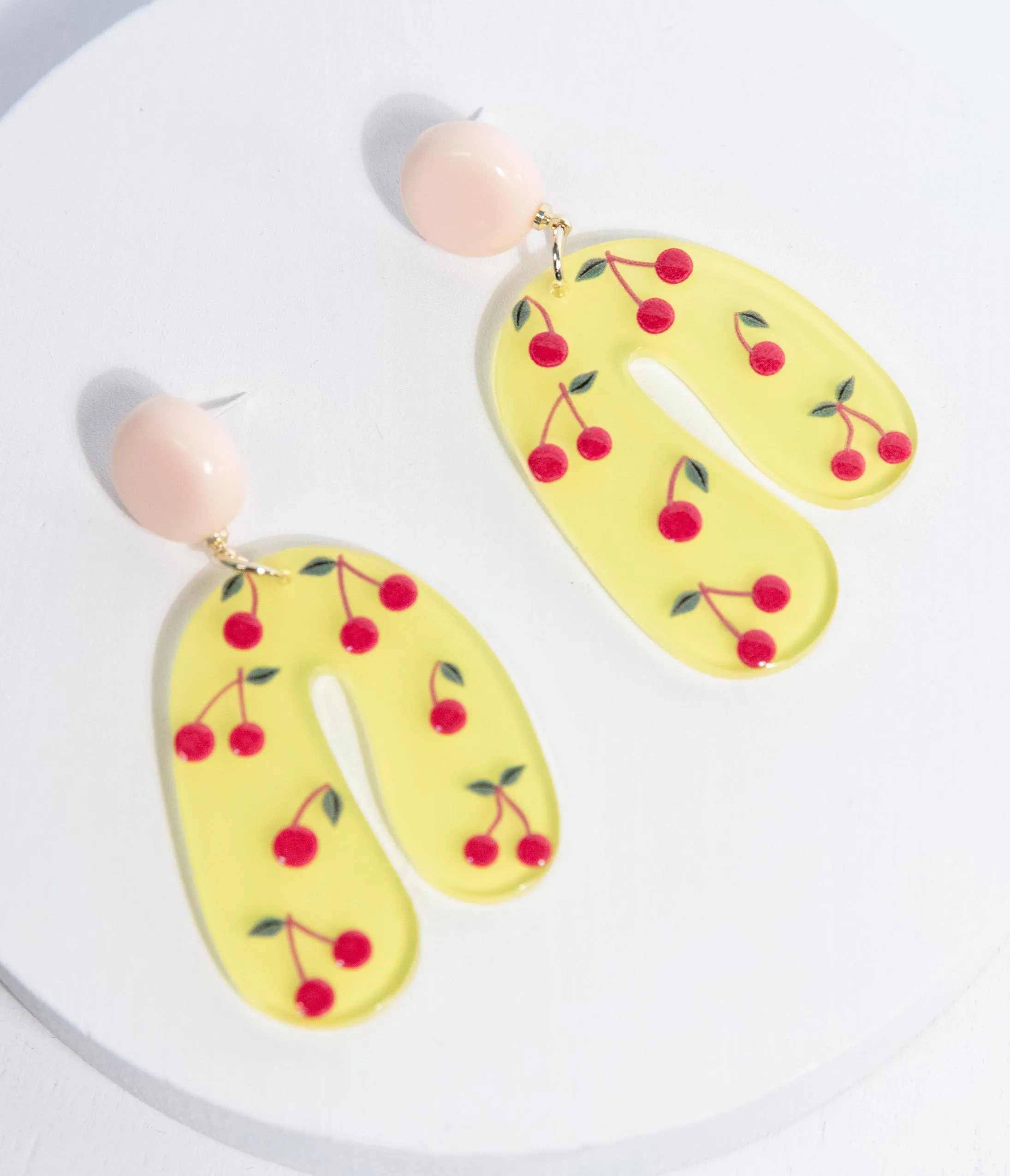 Yellow & Cherry Drop Earrings Everyday Chic