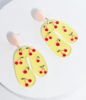 Yellow & Cherry Drop Earrings Everyday Chic